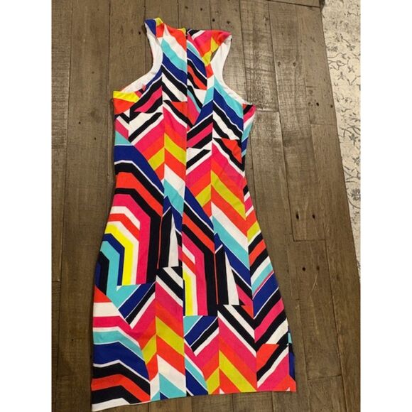 Trina Turk Amaya Geometric Dress Small Body Con Designer Color Block Patterned - Picture 2 of 7